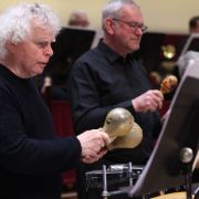 Sir Simon Rattle returns to the percussion section &copy; Gareth Jones