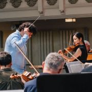 Cristian Măcelaru and Bomsori Kim in rehearsal © Tim Lutton | Royal Philharmonic Orchestra