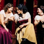 Aliénor Feix (Mercédès), Gaëlle Arquez (Carmen) and Norma Nahoun (Frasquita) &copy; Andrew Perry