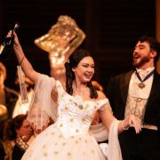 Aida Garifullina (Violetta) and Ossian Huskinson (Marquis d'Obigny) &copy; ROH | Camilla Greenwell