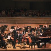 Jonathan Crow, Joseph Johnson and Jan Lisiecki with the Toronto Symphony Orchestra &copy; Allan Cabral