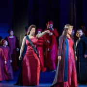 Mary Elizabeth Williams (Abigaille) and Rihan Chaieb (Fenena) &copy; Michael Cooper
