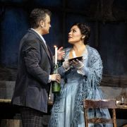 Dmytro Popov (Rodolfo) and Ailyn Pérez (Mimì) &copy; Marty Sohl | Met Opera