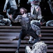 Riccardo Fassi (Ferrando) and the Royal Opera Chorus &copy; RBO | Camilla Greenwell
