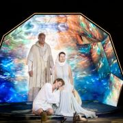 Albert Dohmen (Gurnemanz), Christopher Sokolowski (Parsifal) and Dshamilja Kaiser (Kundry) &copy; OBV | Annemie Augustijns