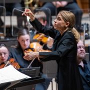 Karina Canellakis conducts the London Philharmonic Orchestra © Marc Gascoigne
