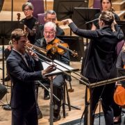 Peter Moore, Elena Schwarz and the BBC Philharmonic Orchestra © BBC | Chris Payne