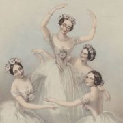 Carlotta Grisi, Marie Taglioni, Lucile Grahn and Fanny Cerrito in Pas de Quatre (1845) &copy; New York Public Library | Wikimedia Commons (public domain)
