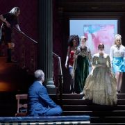 Annika Schlicht (Judith), Johan Reuter (Bluebeard) and Bluebeard's wives (including Kate Lindsey) &copy; Matthias Baus