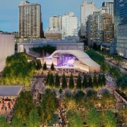 Aerial view from Amsterdam Avenue looking east &copy; Rendering by Brooklyn Digital Foundry