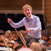 Patrick Hahn rehearses the Royal Scottish National Orchestra &copy; RSNO | Clara Cowen