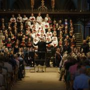 Adrian Partington conducts in Tewkesbury Abbey &copy; Michael Whitefoot