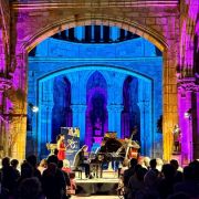 Ana María Valderrama, Moisés P. Sánchez y Pablo Martín Caminero en la Iglesia de Santa María &copy; Festival Internacional de Santander