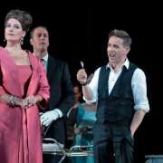 Amanda Echalaz (Lucia de Nobile), Christian Van Horn (Julio) and Iestyn Davies (Francisco de Ávila) &copy; Ken Howard | Metropolitan Opera